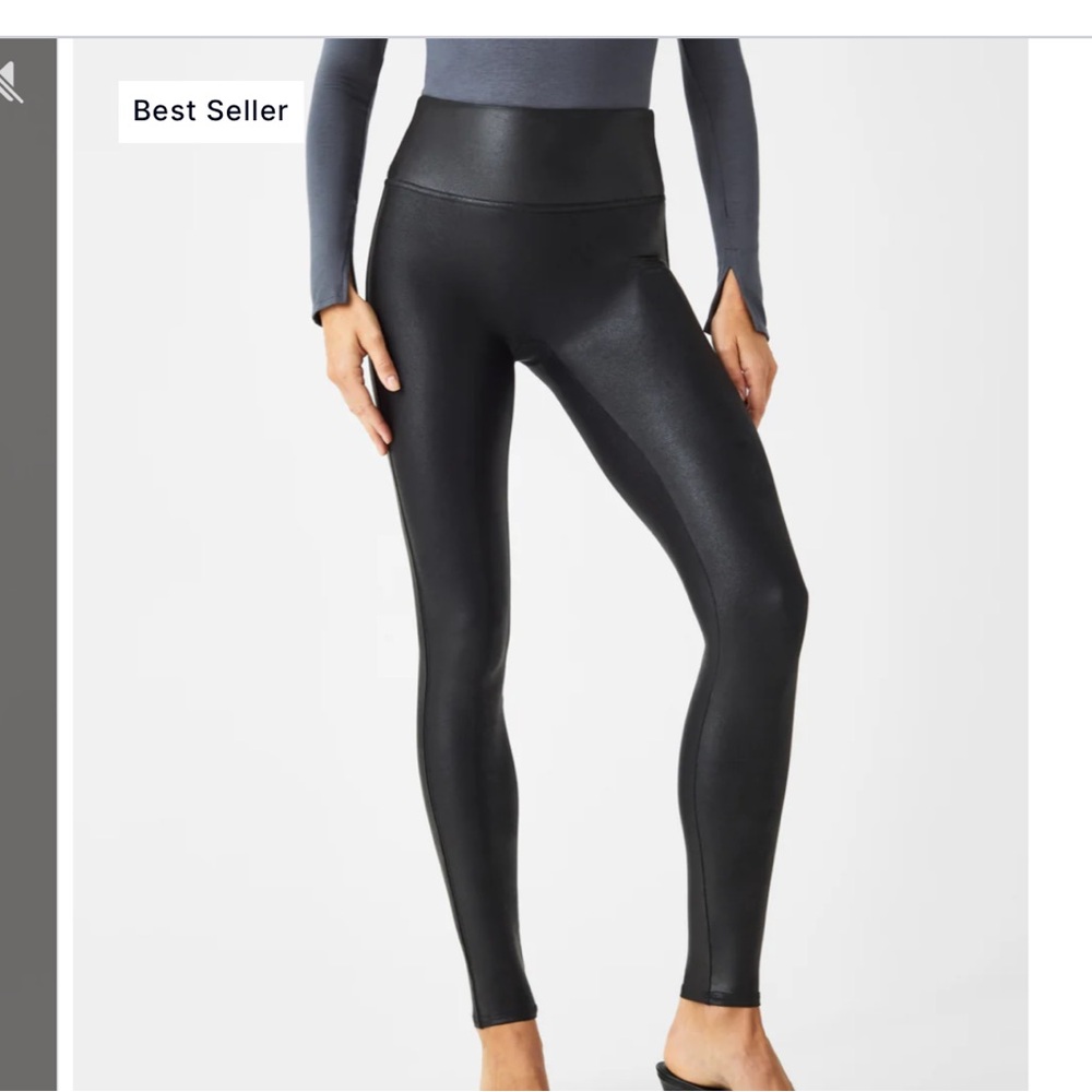 Black Spanx faux leather leggings size S